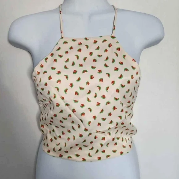 Zara Cream Watermelon-Print Halter Tank Top - Picture 5 of 8